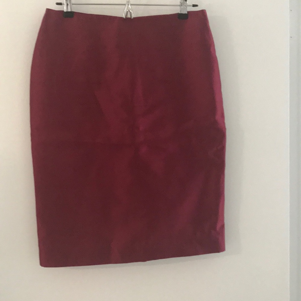 Talbots Dupioni burgundy sharkskin silk skirt 4